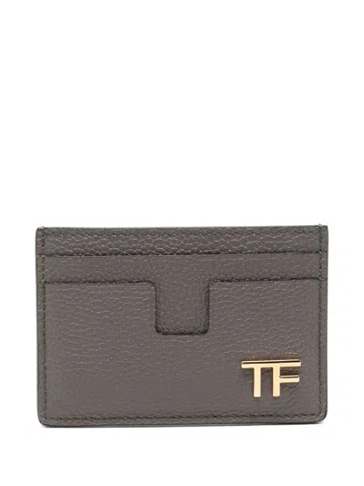 Tom Ford Women Leather Card Holder With Logo Plaque