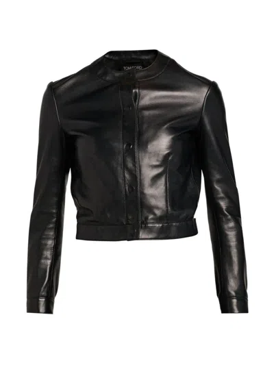 Tom Ford Women's Leather Cardigan Jacket In Black
