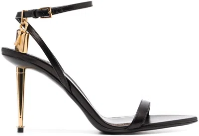 Tom Ford Black Padlock Pointy Naked 105 Leather Sandals