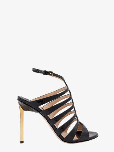 Tom Ford Women Leather Sandals With Croco Print