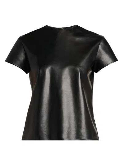 Tom Ford Women's Leather Short-sleeve T-shirt In Black