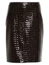 Tom Ford Crocodile Fitted High-waisted Knee-length Skirt In Black