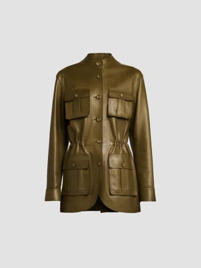 Tom Ford Women's Leather Tailored Safari Jacket In Green