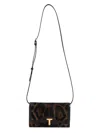 Tom Ford Calf Leather Leopard Wallet With Adjustable Strap In Brown