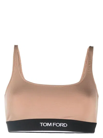 TOM FORD WOMEN'S LOGO TRIM STRETCH BRALETTE