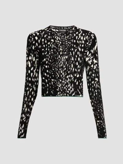 Tom Ford Women's Lynx Jacquard Velvet Cardigan In Black
