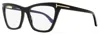 Tom Ford Women's Magnetic Clip-on Eyeglasses Tf5971-b 001 Black 54mm In Multi