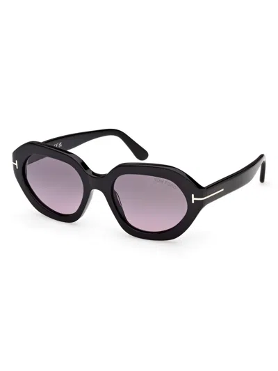 Tom Ford Meryl 53mm Gradient Geometric Sunglasses In Black