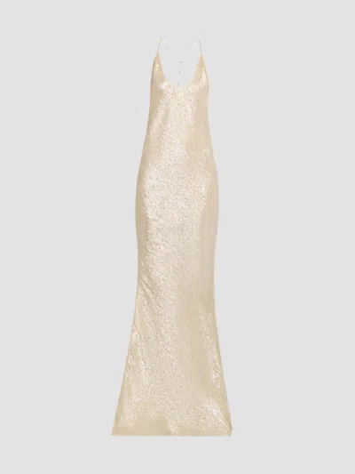 Tom Ford Women's Metallic Silk-blend Open-back Maxi Dress In Neutral