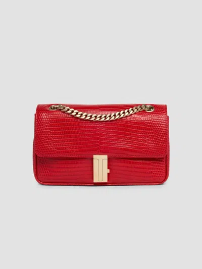 Tom Ford Women's Mia Lizard-embossed Leather Shoulder Bag In Poppy