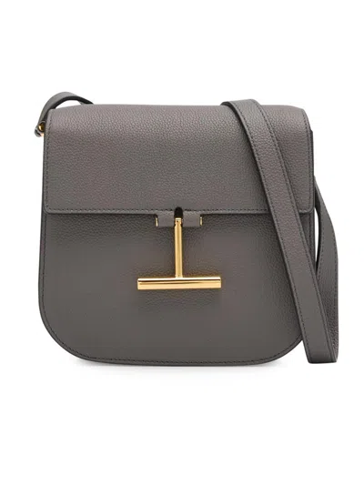 Tom Ford Women's Mini Tara Leather Crossbody Bag In Gray