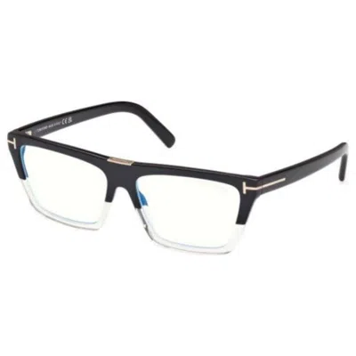 Tom Ford Women's Opticals Black 57mm Opticals In Color Block Black/crystal