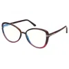 Tom Ford Blue Light Block Butterfly Ladies Eyeglasses Ft5907-b 055 55 In Brown