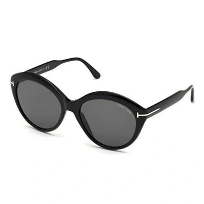 Tom Ford Women's Oval Shiny Plastic Sunglasses - 57mm In Black