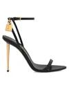 Tom Ford Paintdlock Pointed-toe Buckle Sandals With Signature Metal Heel In Black