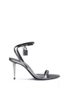Tom Ford Metallic Sandals With High Stiletto Heel And Padlock Detail On The Ankle In Leather Woman