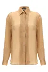 Tom Ford Pleated Plastron Shirt In Cream