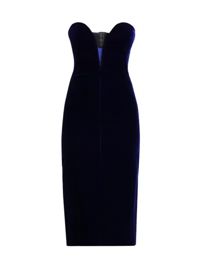 Tom Ford Women's Plunge Sweetheart Velvet Cocktail Dress In Blue