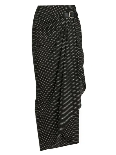 Tom Ford Women's Polka Dot Silk Wrap Midi-skirt In Black