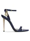 Tom Ford Laminated Leather Sandals With Iconic Padlock In Blue