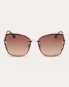 TOM FORD WOMEN'S ROSE GOLDTONE & BROWN NICKIE 2 BUTTERFLY SUNGLASSES