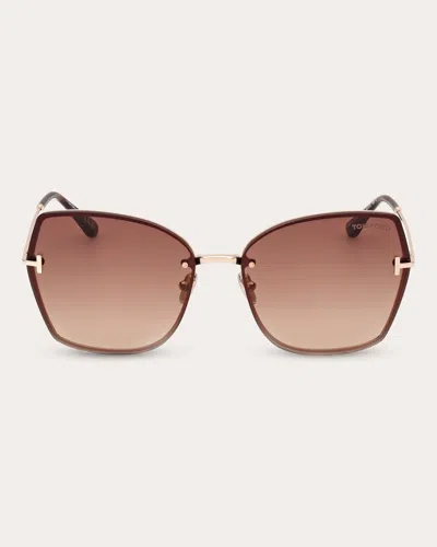 TOM FORD WOMEN'S ROSE GOLDTONE & BROWN NICKIE 2 BUTTERFLY SUNGLASSES