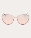 Tom Ford Women's Rose Goldtone Evangeline Cat-eye Sunglasses