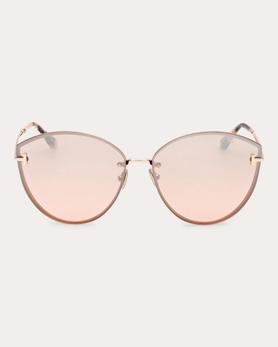 Tom Ford Women's Rose Goldtone Evangeline Cat-eye Sunglasses In Brown/pink Mirrored Gradient
