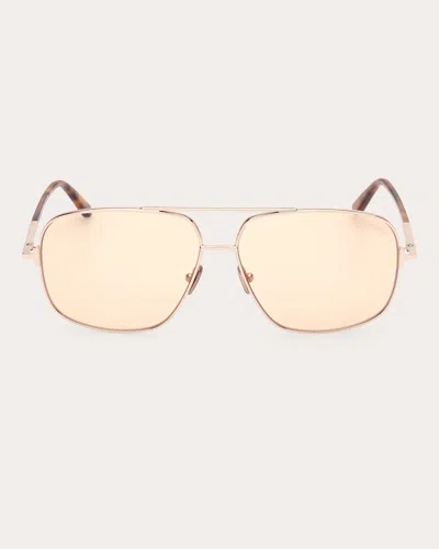 Tom Ford Tex Aviator Metal Sunglasses In Gold