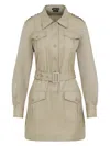 Tom Ford Pale Sage Beige Cotton Safari Mini Dress In Nude & Neutrals