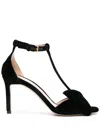 Tom Ford Black Medium Heeled Viscose Sandals With Golden Buckle In Black