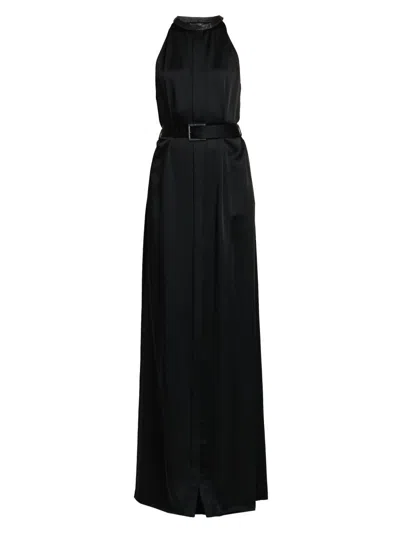 Tom Ford Women's Satin Belted Sleeveless Maxi Dress In Black
