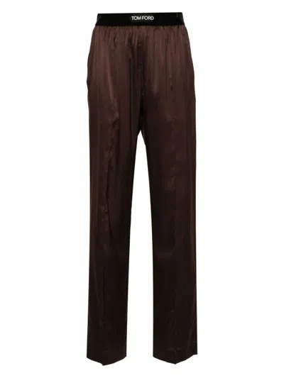 Tom Ford Women's Satin Pants In Brown