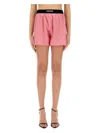 Tom Ford Velvet-trimmed Silk-blend Satin Shorts In Pink