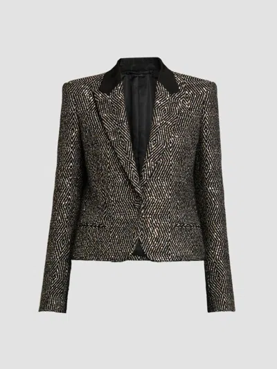 Tom Ford Women's Sequined Wool-blend Tweed Crop Boyfriend Jacket In Gray