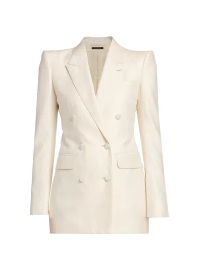 Tom Ford Women's Shadow Striped Wool-silk Jacket In Neutral