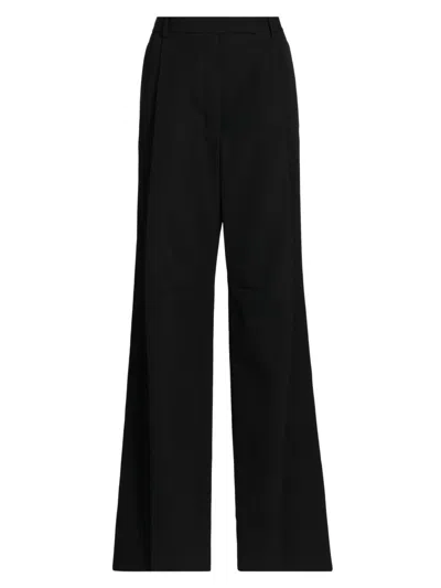 Tom Ford Women's Sharp Wool Pleated High-rise Wide-leg Pants In Black