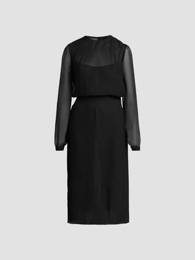 Tom Ford Women's Sheer Stripe Blouson Midi Dress In Black