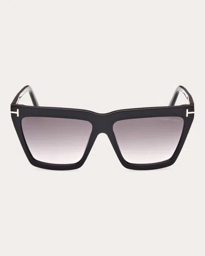 Tom Ford Eden 56mm Gradient Geometric Sunglasses In Black Gradient Smoke Pink