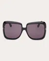 Tom Ford Eyewear Lorelai Oversized Frame Sunglasses In Shiny Black/smoke