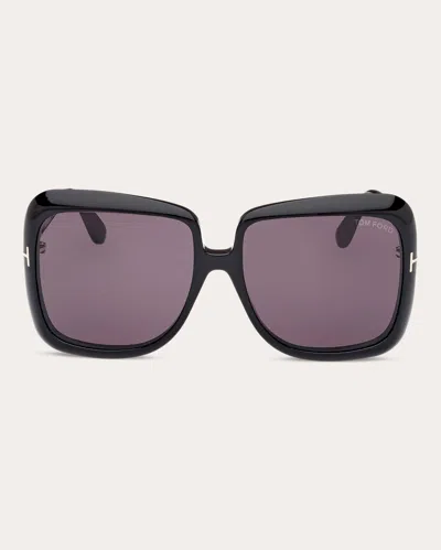 Tom Ford Women's Shiny Black Lorelai Square Sunglasses In Shiny Black/smoke