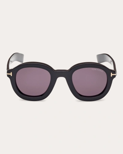 Tom Ford Women's Shiny Black Raffa Round Sunglasses