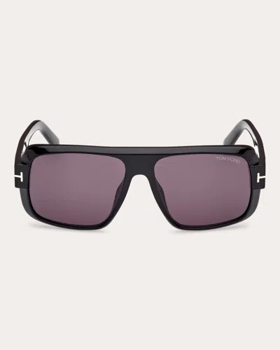 Tom Ford Women's Shiny Black Turner Aviator Sunglasses In Black/purple Solid