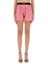 Tom Ford Velvet-trimmed Silk-blend Satin Shorts In Pink