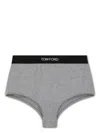 Tom Ford Logo-waist Briefs In Grey