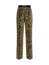 Tom Ford Multicolor Pants With Logo Patch On The Waist And All-over Leopard Print In Silk Stretch Wo In Multicolor