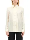 Tom Ford Pintuck-detail Silk Shirt In Ivory