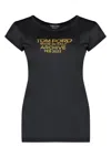 Tom Ford Silk Crew Neck Slim Fit T-shirt Graphic Print In Black