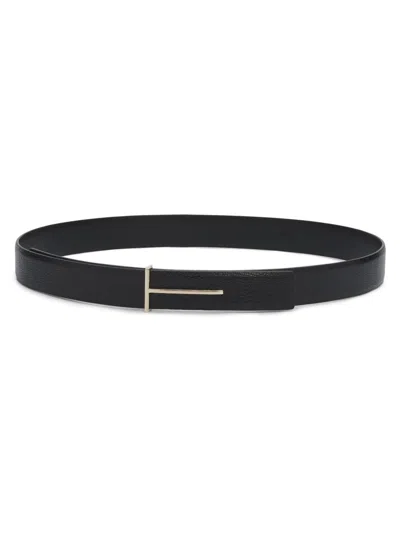 Tom Ford Women's Slim T Leather Belt In Black