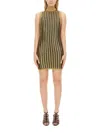 Tom Ford High-neck Ribbed Minidress In Gold